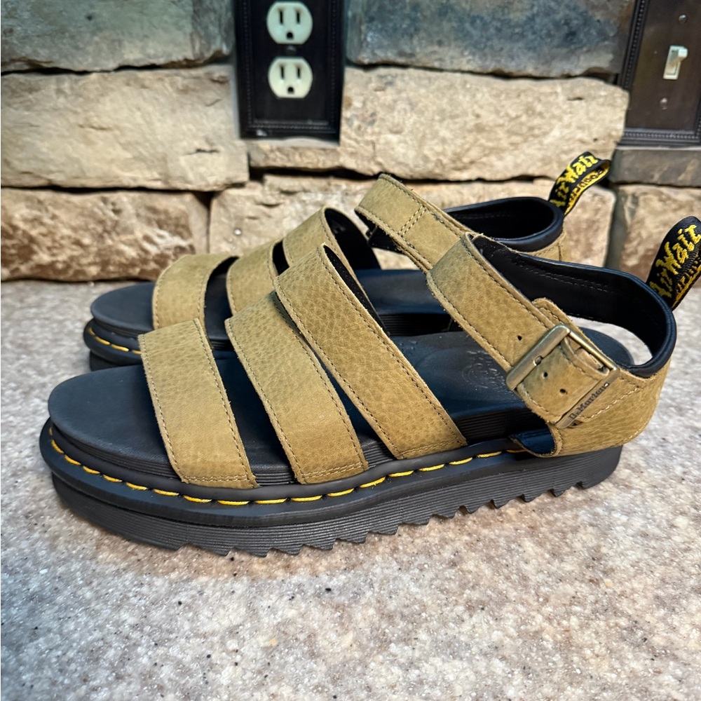 Dr. Martens Tan Leather Platform Strappy Sandals - Picture 4 of 7